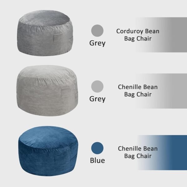 HABUTWAY Bean Bag Chair, Giant Bean Bag Chair with Washable Chenille Cover Ultra Soft, Convertible Bean Bag from Chair to Mattress, Huge Chenille Bean Bags for Adult, Couples, Family - Grey Queen - Image 7