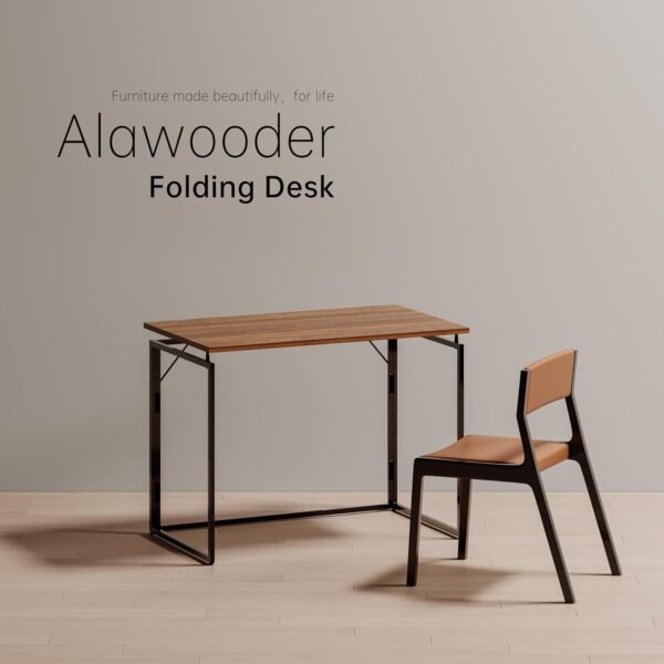 Folding Desk 40 Inch - Small Foldable Desk for Small Space Minimalist, Space Saving Collapsible Compact Desk Portable Table for Craft, Writing, Study and Work (No Assembly Required) - Image 3
