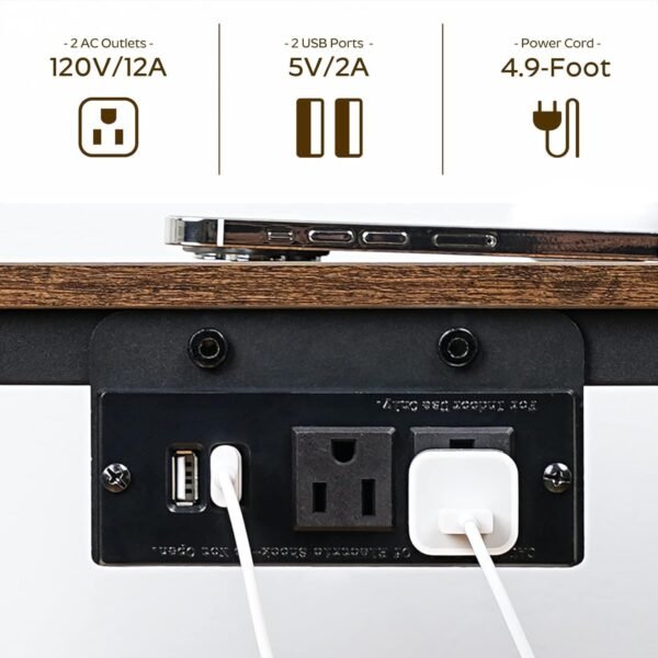 Nightstands, Dorm Night Stand with Charging Station, Bedside Tables with 2 Non-Woven Drawers, Side Table for Dorm Room, End Table Bedroom for Small Spaces, College, Living Room ET02BR - Image 5