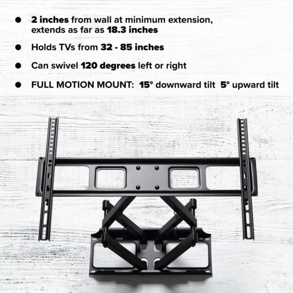 Emerald Extra Extension Full Motion TV Wall Mount Bracket for 37-85inch TVs - Universal Mount for Sony LG Samsung and All Other Brands (8904) - Image 6