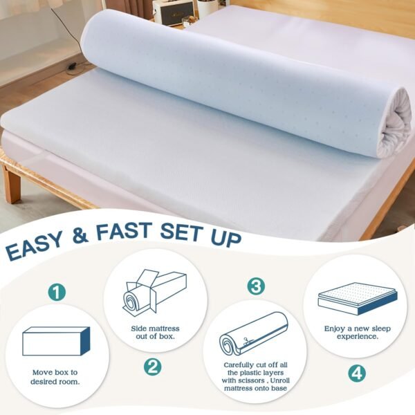 Airensky 2 Inch Memory Foam Mattress Topper,Cooling Gel Infused High Density Twin(39"x75") Topper with Removable Skin-Friendly Cover,Bed Topper for Pressure Relief Back Pain, CertiPUR-US Certified - Image 9