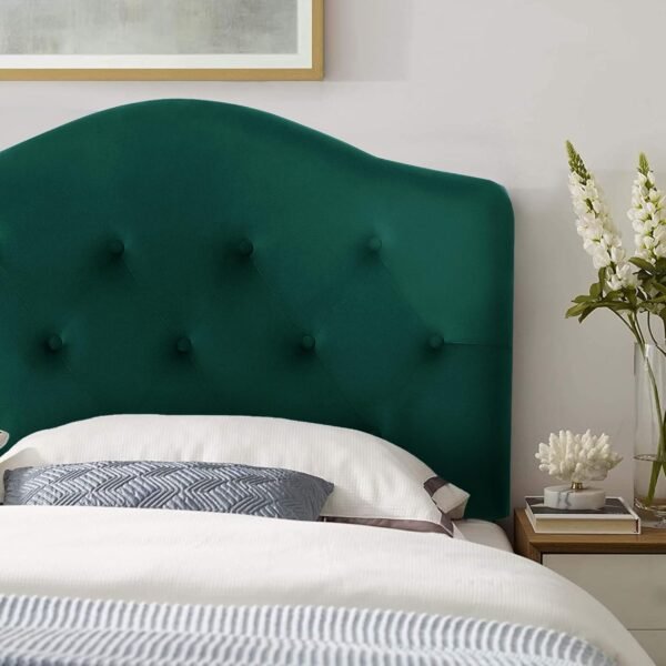 Joveco Upholstered Headboard Twin Size, Modern Adjustable Head Board with Durable Metal Legs, Fabric Button Tufted Headboard, Easy Assembly, Dark Green - Image 3