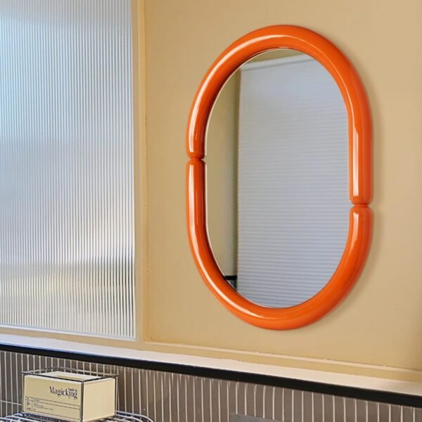 Arch Mirror Bathroom Vanity Wall Mirror with Wood Frame Pop Bagel Shaped Wall Mirror (Orange, 32"x24") - Image 7