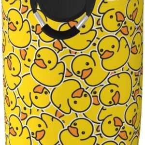 Cute Rubber Ducky Laundry Hamper Yellow Cartoon Ducks Storage Basket Toys Clothes Organizer Bin For Home Bathroom Bedroom Dorm Nursery, 52l