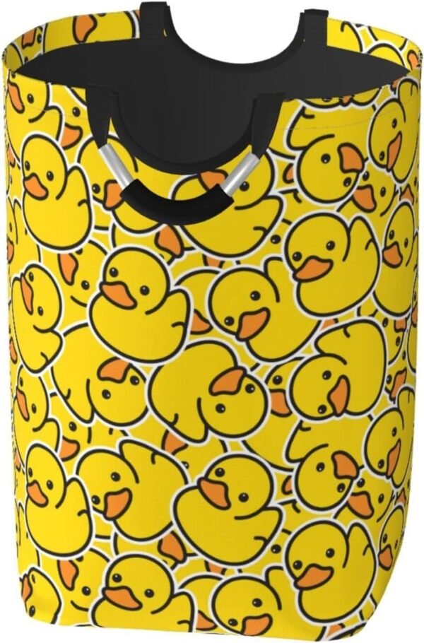 Cute Rubber Ducky Laundry Hamper Yellow Cartoon Ducks Storage Basket Toys Clothes Organizer Bin For Home Bathroom Bedroom Dorm Nursery, 52l