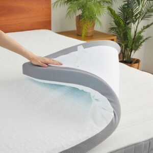 Belffin 2 Inch Gel Memory Foam Mattress Topper Twin XL Size, Bamboo Dorm Bed Mattress Topper for Body Support & Pressure Relief, with Removable Cover, Soft & Breathable, Grey