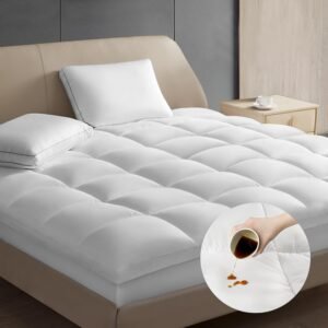 Hotel Grand Pillow Top Mattress Topper Twin Size – Waterproof Mattress Protector Quilted Fitted Mattress Pad Cover with 8-20 Inch Deep Pocket Down Alternative Fill (39×75 inch, White)