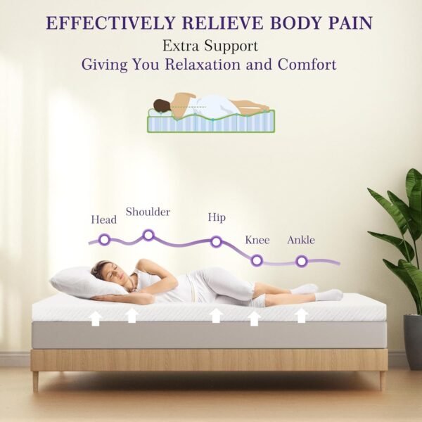 Queen Mattress Topper, 4 Inch Memory Foam Mattress Topper, Bed Topper for Pressure Relief, Breathable Mattress Pad with Removable & Washable Bamboo Cover, CertiPUR-US - Image 2