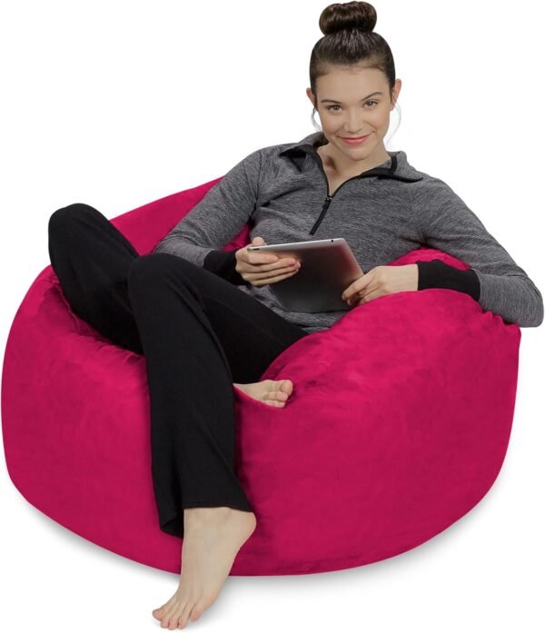 Sofa Sack Bean Bag Chair - Plush, Ultra Soft - Memory Foam Bean Bag Chair with Microsuede Cover - Stuffed Foam Filled Furniture and Accessories for Dorm Room 3 Feet - Hot Pink - Image 4