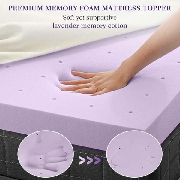 Queen Mattress Topper, 4 Inch Memory Foam Mattress Topper, Bed Topper for Pressure Relief, Breathable Mattress Pad with Removable & Washable Bamboo Cover, CertiPUR-US - Image 5