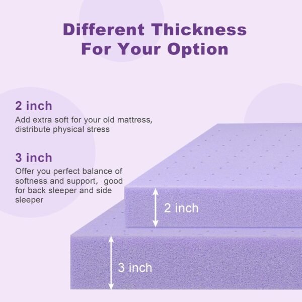 BedsPick Twin XL Mattress Topper 3 Inch, Extra Large Twin Memory Foam Bed Toppers for College Dorm, Single XLong Gel Infused Mattresses Pad for Back Pain Relief, Soft - Image 8