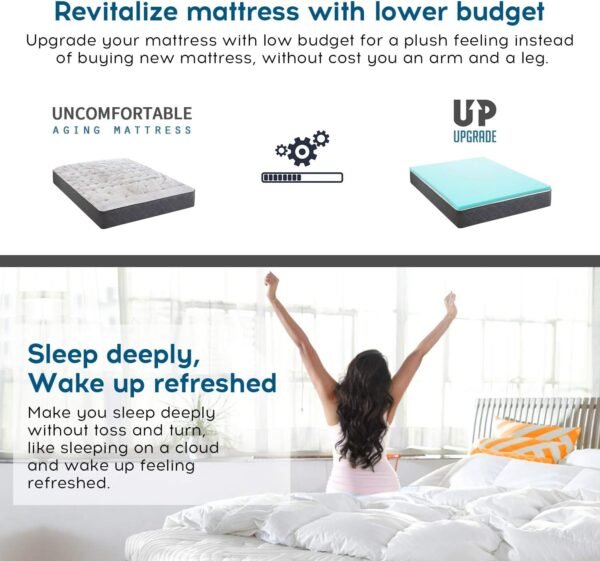 Nelaukoko Memory Foam 2 Inch Twin XL Mattress Topper Bed Topper for College Dorm, Gel Soft Foam Mattress Pad, Single XL Gel Infused - Image 7