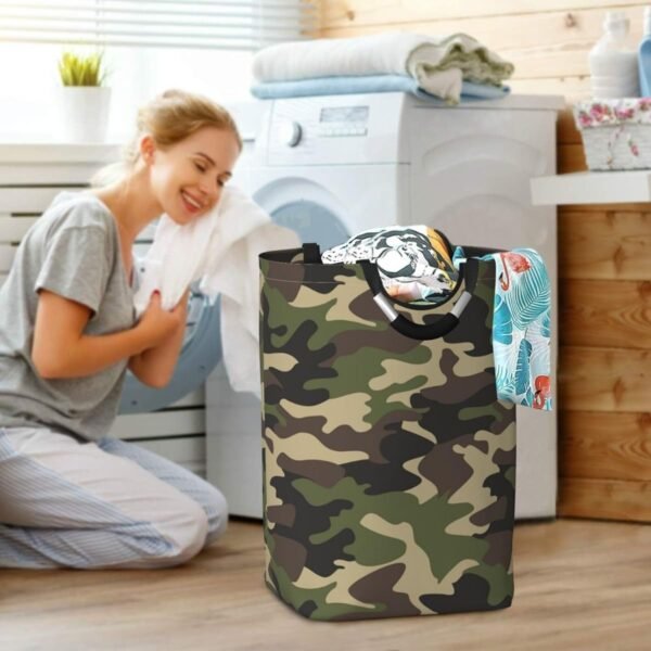 Camouflage Pattern Laundry Hamper Green Camo Storage Basket Toys Clothes Organizer Bin For Home Bathroom Bedroom Dorm Nursery, 52l - Image 6