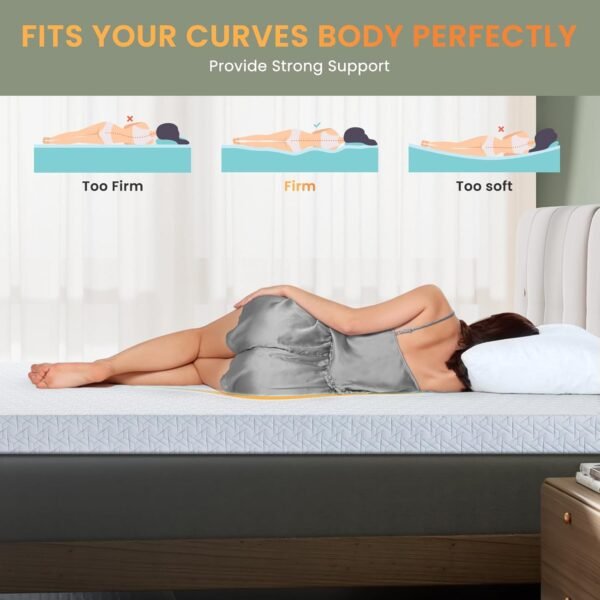 Maxzzz 3 Inch Queen Size Firm Mattress Topper, Cooling Gel Memory Foam Mattress Topper for Pressure Relief, Extra Firm Mattress Topper Non-Slip Design with Removable & Washable Cover, CertiPUR-US - Image 5