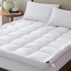 Mattress Topper Twin XL, Cooling Mattress Pad Cover for Hot Sleepers, Extra Thick 5D Snow Down Alternative Overfilled Plush Pillow Top with 8-21 Inch Deep Pocket -39″x80″ Cream White