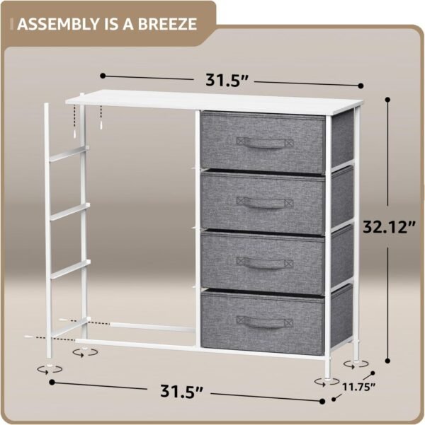 Sorbus Dresser with 8 Drawers - Chest Organizer Unit with Steel Frame Wood Top & Handle Easy Pull Fabric Bins for Clothes - Large Storage Furniture for Bedroom, Hallway, Living Room, Nursery & Closet - Image 3