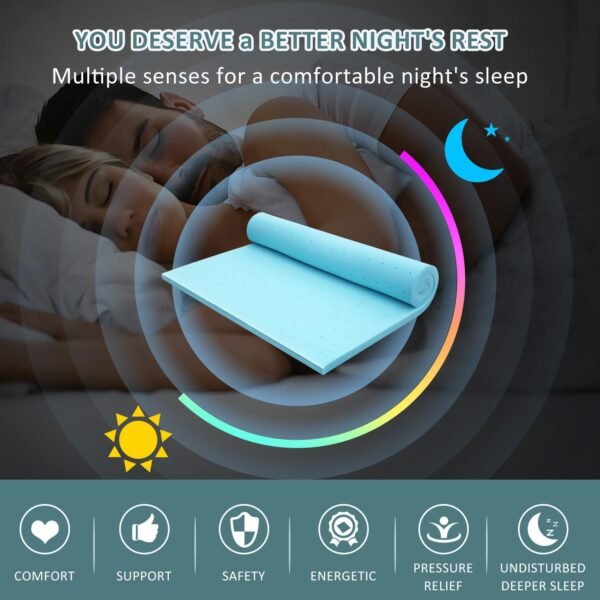 Nelaukoko Memory Foam 2 Inch Twin XL Mattress Topper Bed Topper for College Dorm, Gel Soft Foam Mattress Pad, Single XL Gel Infused - Image 5