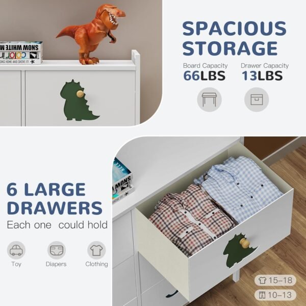 FRAPOW Kids Dresser for Bedroom, Baby Dresser with 6 Fabric Drawers Tall Storage Organizer for Toddler Child with Wood Top Metal Frame for Living Room, Nursery, Closet, Apartment - Image 4