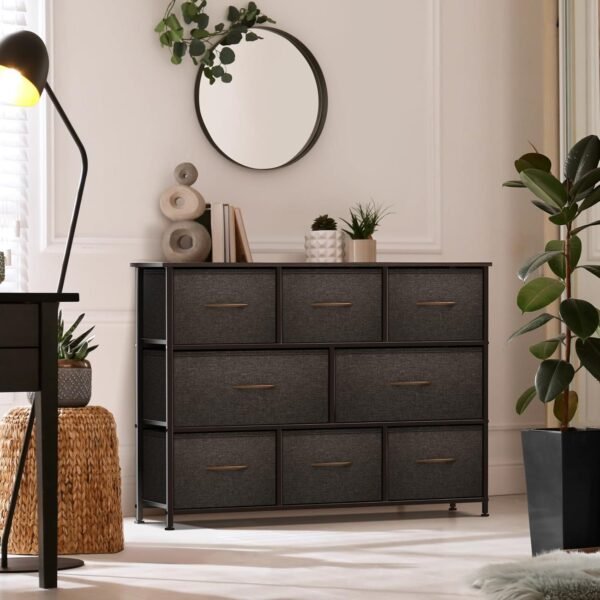 Sorbus Dresser with 8 Drawers - Chest Organizer Unit with Steel Frame Wood Top & Handle Easy Pull Fabric Bins for Clothes - Wide Storage Furniture for Bedroom, Hallway, Living Room, Nursery & Closet - Image 2
