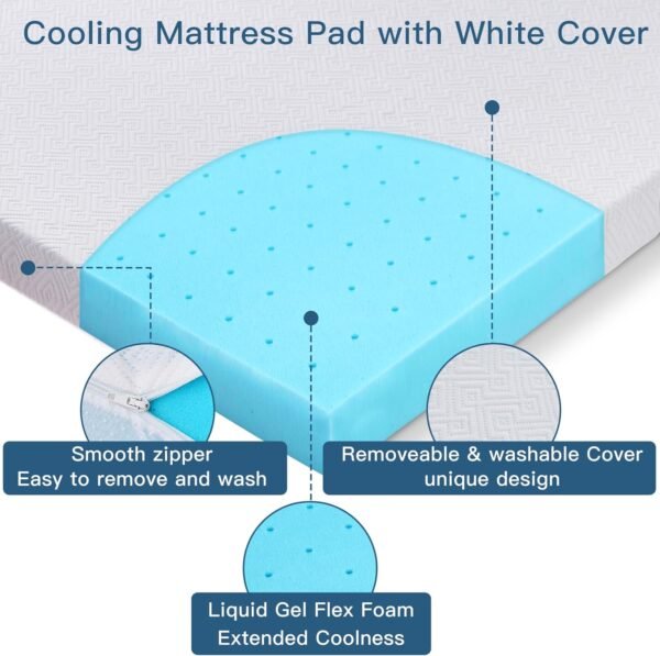 Airensky 2 Inch Memory Foam Mattress Topper,Cooling Gel Infused High Density Twin(39"x75") Topper with Removable Skin-Friendly Cover,Bed Topper for Pressure Relief Back Pain, CertiPUR-US Certified - Image 4