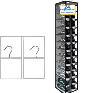 hanging shoe organizer, 24 Section,shoe organizer,Ample Storage Space,college dorm essentials for girls,Heavy duty rack Up to 45 Pounds,closet organizers and storage,closet organizer,Grey/Black