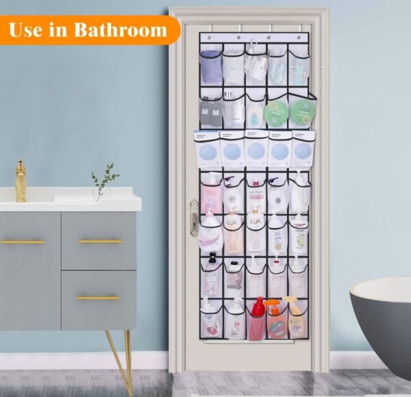 MISSLO 35 Large Pockets Over The Door Shoe Organizer Sturdy Oxford Fabric Hanging Shoe Rack for Door Mesh Closet Shoe Holder Hanger, White - Image 7