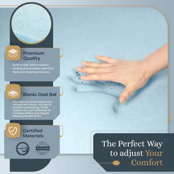 Sven & Son Memory Foam Mattress Topper, Luxury Cool Gel Infused, 2 inch Medium Soft - TwinXL - Image 5