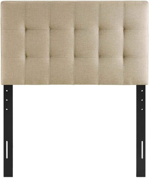Modway Lily Tufted Linen Fabric Upholstered Twin Headboard in Beige - Image 5