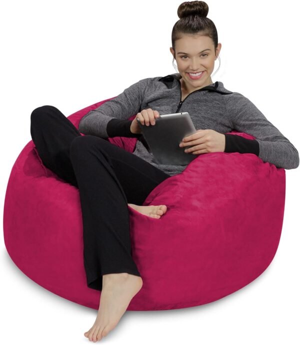 Sofa Sack Bean Bag Chair - Plush, Ultra Soft - Memory Foam Bean Bag Chair with Microsuede Cover - Stuffed Foam Filled Furniture and Accessories for Dorm Room 3 Feet - Hot Pink - Image 2