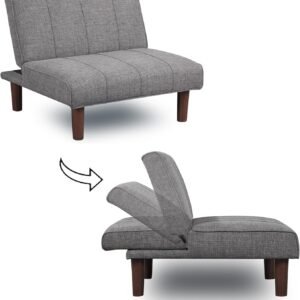 Small Futon Couch, Mini Sofa Couch, Recliner Small Futon, Armless Comfy Living Room Chairs with Adjustable Backrest, Futon Chair for Small Space, Office, Reception, Dark Grey, 1 Pack, 305DR1