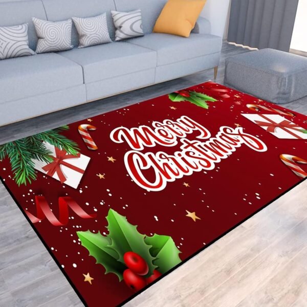6' X 9' Christmas Rug Merry Xmas Door Mat Non-Slip Indoor Outdoor Front Door Doormat Living Room Bedroom Entrance Rug Happy Xmas Home Festive Decoration - Image 5