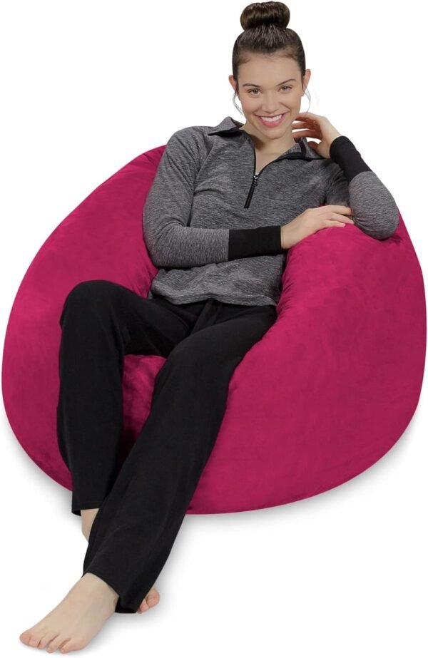 Sofa Sack Bean Bag Chair - Plush, Ultra Soft - Memory Foam Bean Bag Chair with Microsuede Cover - Stuffed Foam Filled Furniture and Accessories for Dorm Room 3 Feet - Hot Pink - Image 3