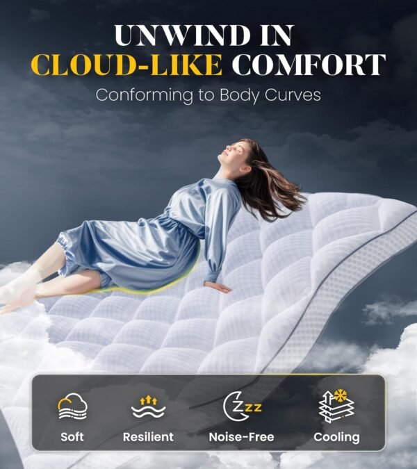 3 Inch Ultra-Fluffy Memory Foam Mattress Topper Twin XL for Back Pain, Extra Soft Pillow Top Twin XL Mattress Topper with 4X Support, Mattress Pad with Breathable Air Mesh Sides, 6-21'' Deep Pocket - Image 3