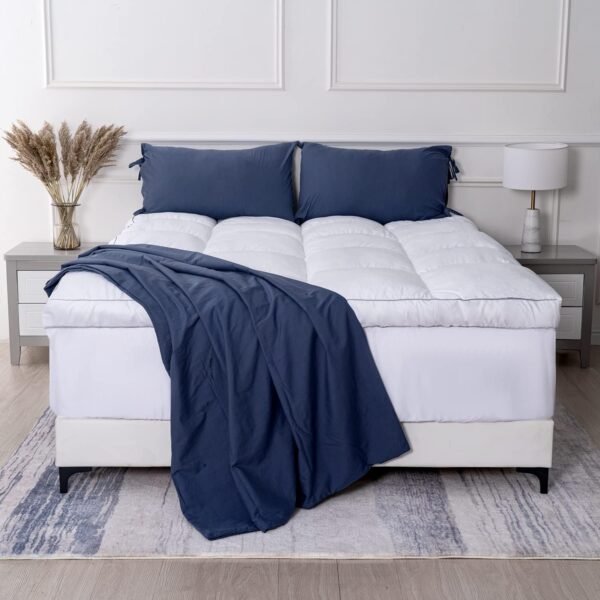 Marine Moon Mattress Topper Twin Plush Pillow Top Mattress Pad/Bed Topper, Fluffy Mattress Pad, Hotel Quality Down Alternative Pillow Topper - Image 6