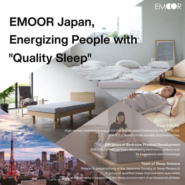 EMOOR Japanese Futon Mattress CLASSE and Foldable Tatami Mat Set, Queen, Floor Sleeping Mat Sikibuton Igusa Natural - Image 2