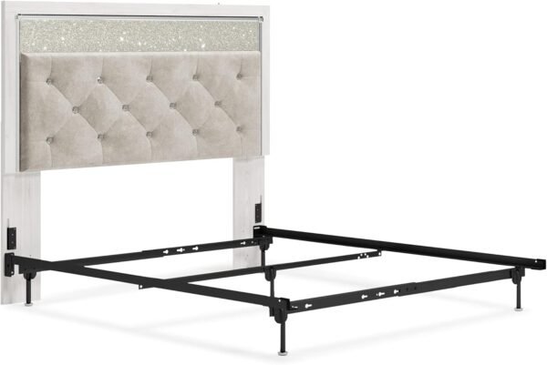 Signature Design by Ashley Altyra Glam Tufted Upholstered Headboard ONLY, Twin, White - Image 4