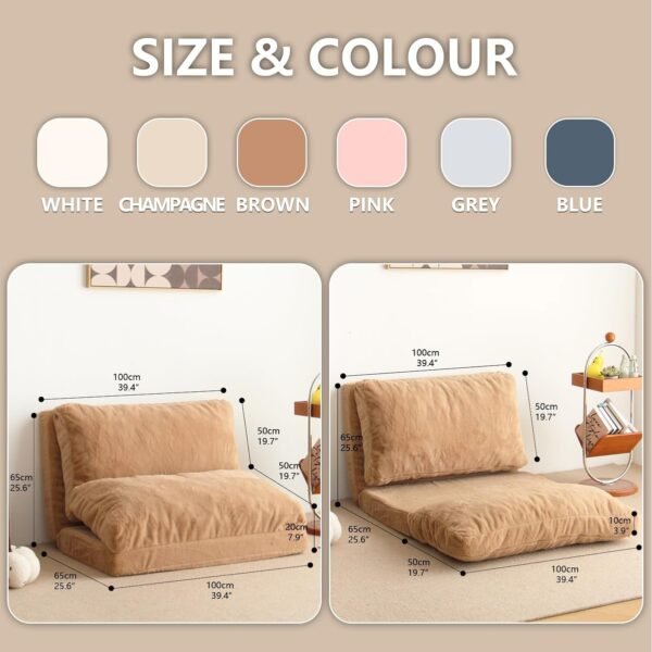 N&V Folding Matress Sofa Bean Bag Bed, Foam Filling Folding Matress Sofa, Includes Removable and Machine Washable Cover, Soft Premium Faux Fur (Small, Pink) - Image 2