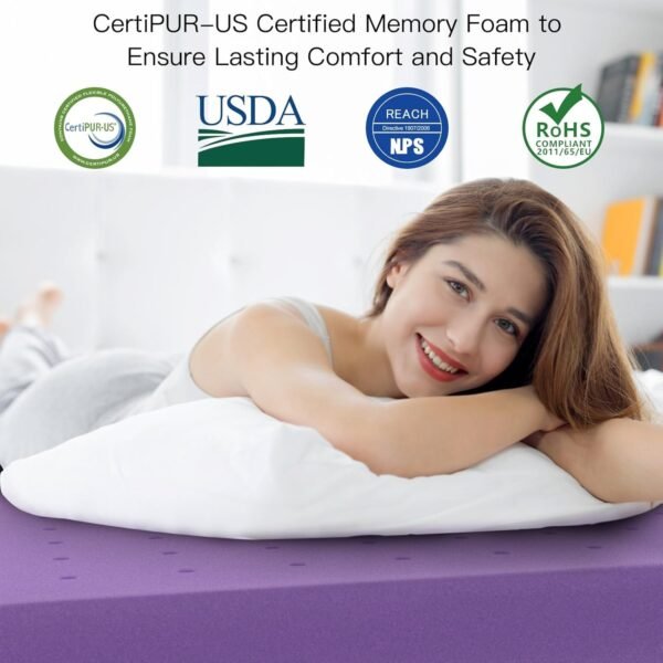 3 Inch Full(54"x75") Gel Memory Foam Mattress Topper,Cooling Gel Infused Mattress Pad Mattress Topper for Pressure Relief Back Pain,CertiPUR-US Certified - Image 3