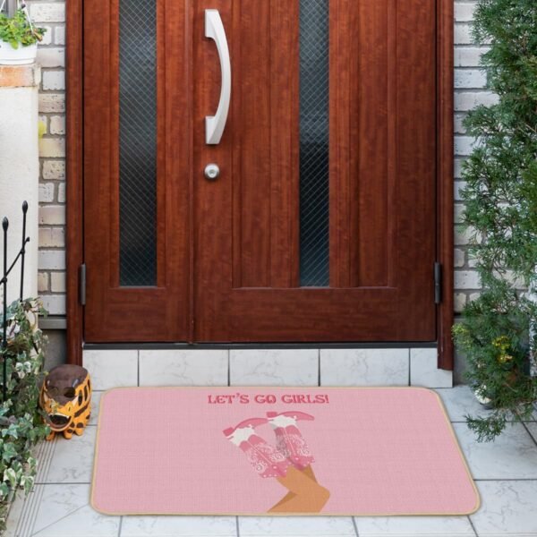 EXUQO Pink Preppy Cowgirl Boots Door Mat,Let's Go Girls,Trendy Floor Mats Indoor Entrance Western Welcome Mat Room Decor for Girls Room College Dorm Bedroom,30x16 Inch - Image 5