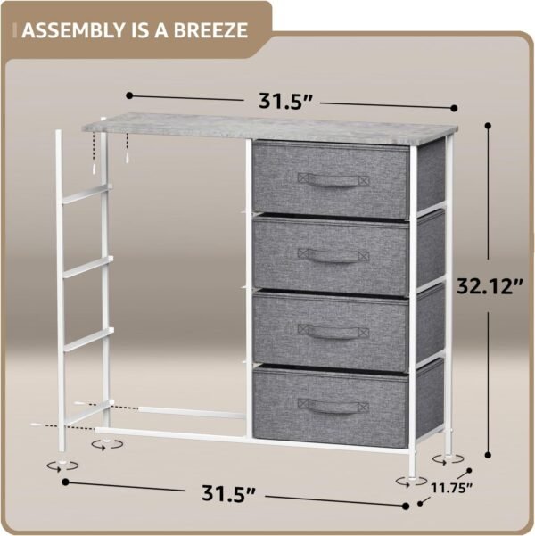 Sorbus Dresser with 8 Drawers - Chest Organizer Unit with Steel Frame Wood Top & Handle Easy Pull Fabric Bins for Clothes - Large Storage Furniture for Bedroom, Hallway, Living Room, Nursery & Closet - Image 3