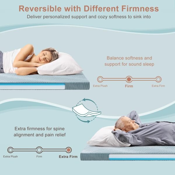Firm to Extra Firm Mattress Topper 3 inch Queen Size Memory Foam Mattress Topper Gel Infused with High-Density Foam for Body Support & Pressure Relief, Ventilated Design, CertiPUR-US Certified - Image 3