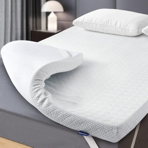 Bomdaia 3 Inch Gel Memory Foam Mattress Topper Twin Size Cooling Mattress Pad Pressure Relief Bed Topper for Back Pain, High Density Bamboo Charcoal Firm Topper with Removable & Washable Cover