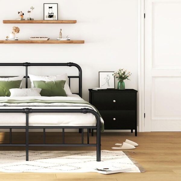 BOLUO Black Nightstand 2 Drawer Dresser for Bedroom,Small Night Stand End Table with Fabric Drawers Modern - Image 2