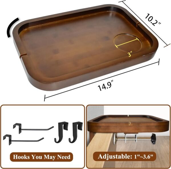 Sopicoz Floating Shelf for Bed Bunk Bed, Bedside Shelf for Dorm Room, Loft Nightstand, Adjustable Bamboo Service Tray, Walnut Color 15 inch (Brown) - Image 3