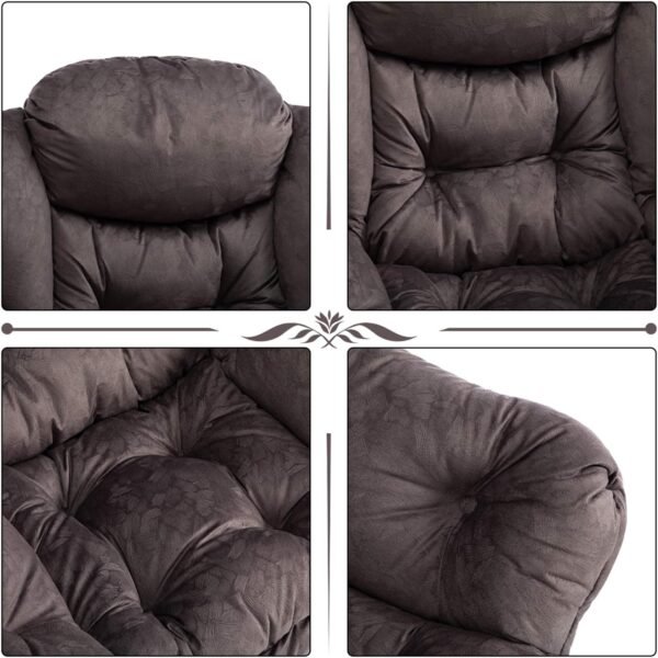 AcozyHom Modern Fabric Large Lazy Chair, Accent Oversized Comfy Reading Chair, Thick Padded Cozy Lounge Chair with Armrest, Steel Frame Leisure Sofa Chair for Living Room, Bedroom, Dorm, Coffee - Image 5