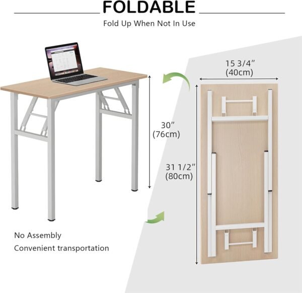 Need Small Desk 31 1/2" No Assembly Foldable Writing Table,Sturdy and Heavy Duty Folding Computer Desks for Small Space/Home Office/Dormitory AC5AW(80 * 40) - Image 3