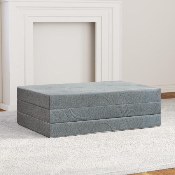Tri Folding Memory Foam Mattress, 3 inch Tri Folding Mattress Topper, Twin Size - 38""x 75""x 3"", Grey - Image 7