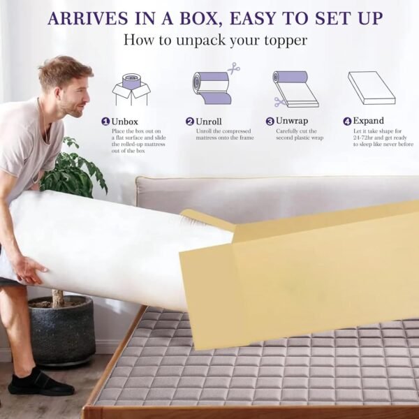 Queen Mattress Topper, 4 Inch Memory Foam Mattress Topper, Bed Topper for Pressure Relief, Breathable Mattress Pad with Removable & Washable Bamboo Cover, CertiPUR-US - Image 8