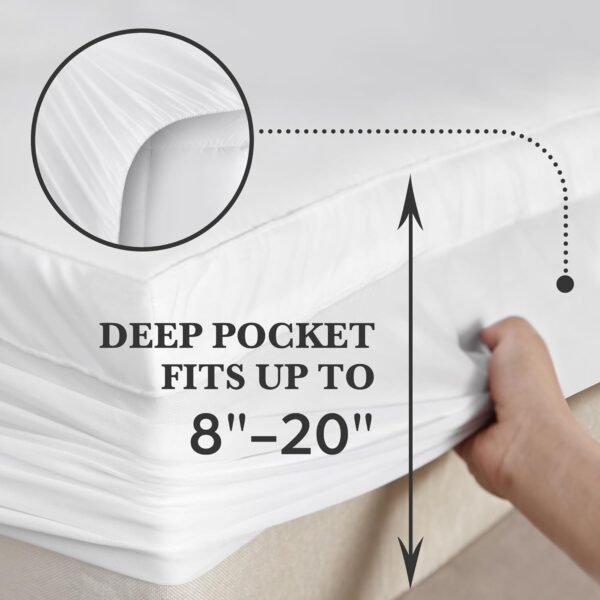 Hotel Grand Pillow Top Mattress Topper Twin Size - Waterproof Mattress Protector Quilted Fitted Mattress Pad Cover with 8-20 Inch Deep Pocket Down Alternative Fill (39x75 inch, White) - Image 5