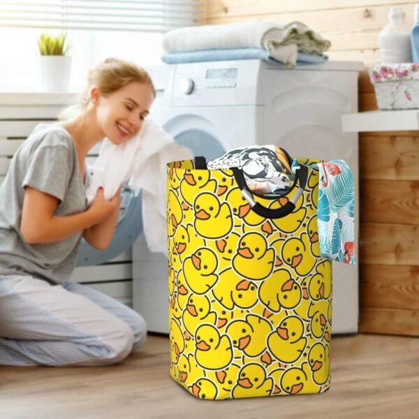 Cute Rubber Ducky Laundry Hamper Yellow Cartoon Ducks Storage Basket Toys Clothes Organizer Bin For Home Bathroom Bedroom Dorm Nursery, 52l - Image 6
